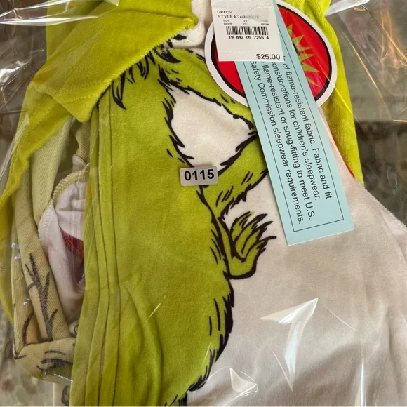 NWT Kids The Grinch Christmas Long Sleeve Union Suit- Green XS - Picture 8 of 8